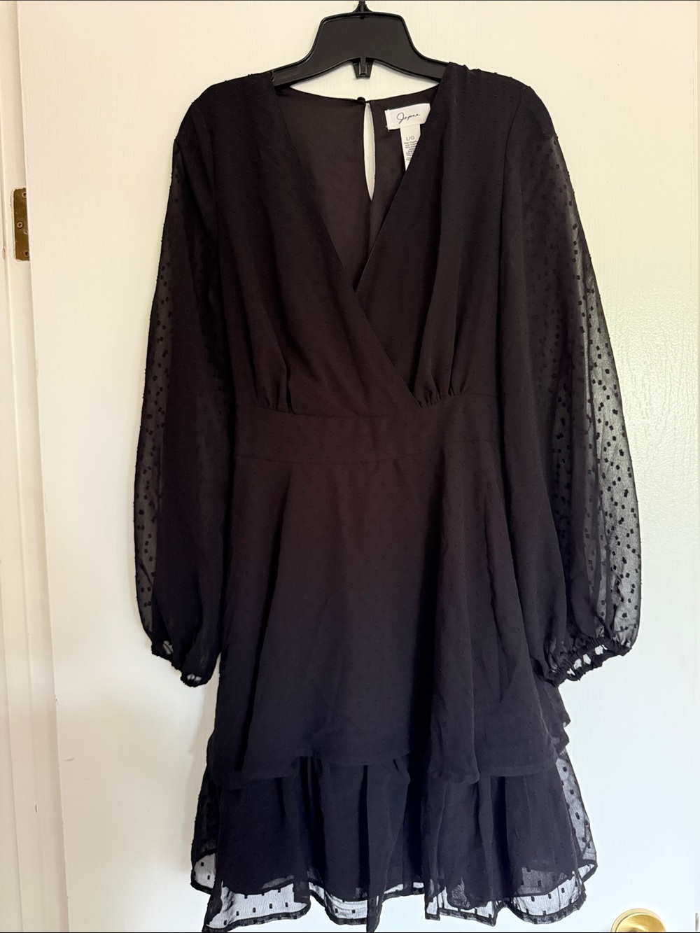 Japna Black Long Sleeve Tiered Mini Dress